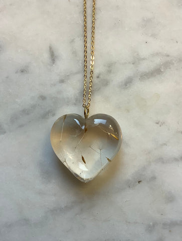 Dandelion Wishes Heart Necklace