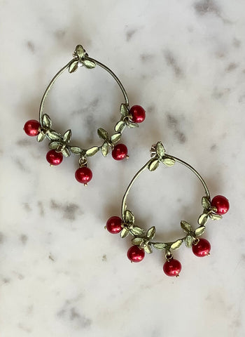Cranberry Hoop Earrings
