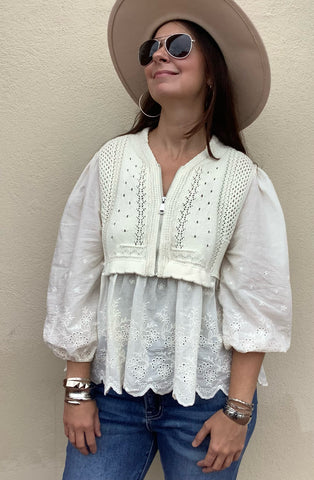 Claire Cable/Eyelet Sweater