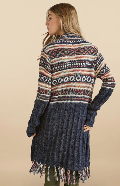 Aztec Fringed Cardigan