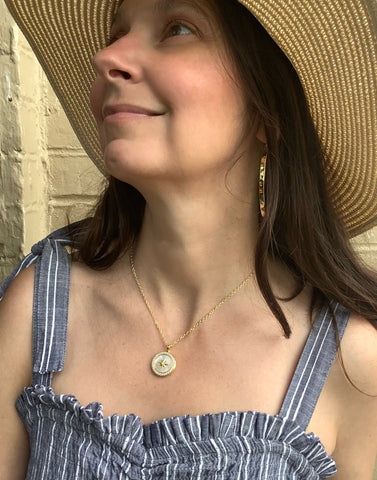 Mother of Pearl Compass Necklace