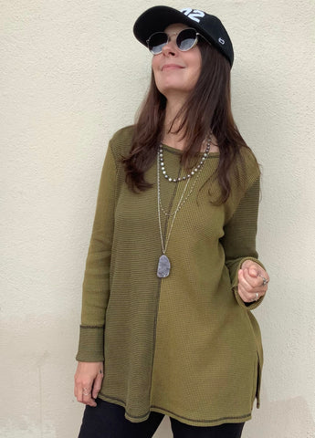 Colorblock Olive Sweater