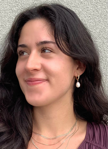 Friday Huggie Pearl Earrings