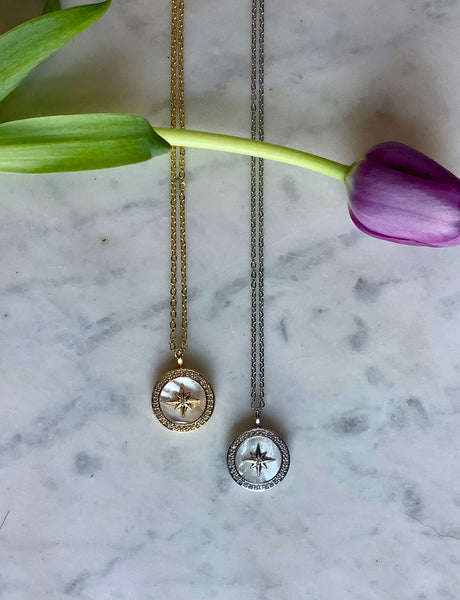 Mother of Pearl Compass Necklace