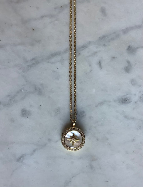 Mother of Pearl Compass Necklace