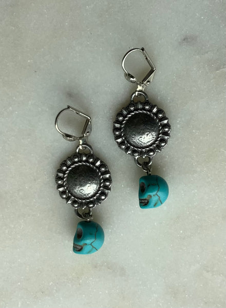 Turquoise Skull Earrings