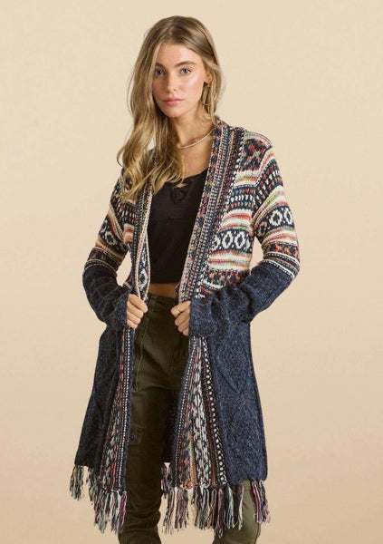 Aztec Fringed Cardigan