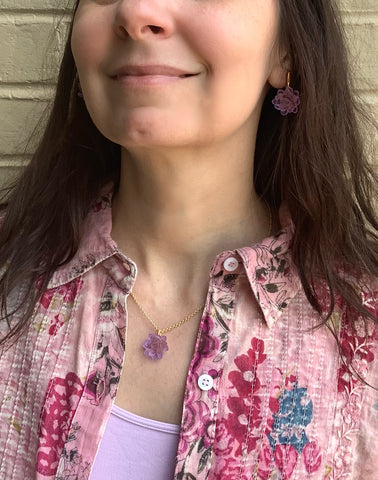 Lavender Waterlily Necklace