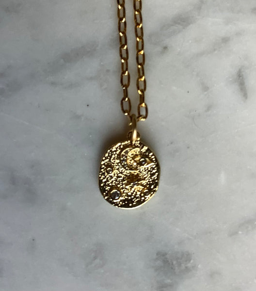 Crescent Moon and Stars Necklace