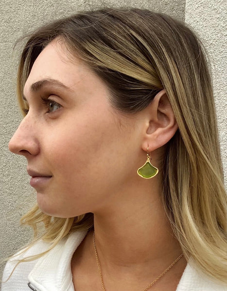 Stained Glass Ginkgo Earrings