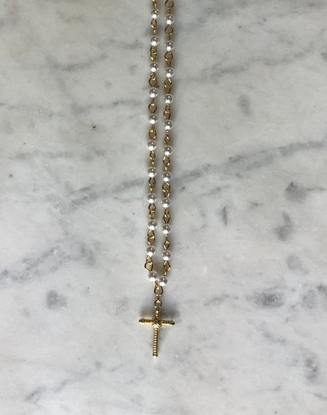 Pearly Cross Necklace