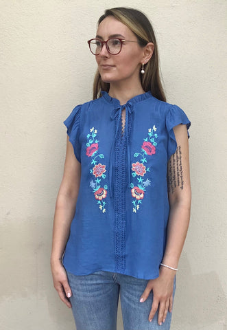 Rosette Embroidery Blouse