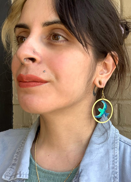 Verdigris Swallow Earrings