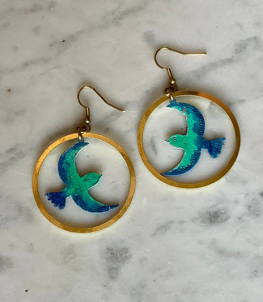 Verdigris Swallow Earrings