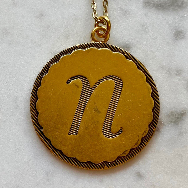 Gold Monogram Coin Necklace