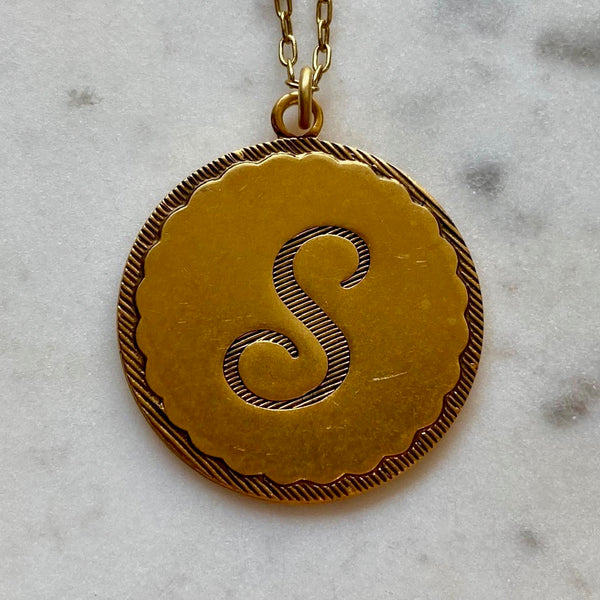 Gold Monogram Coin Necklace