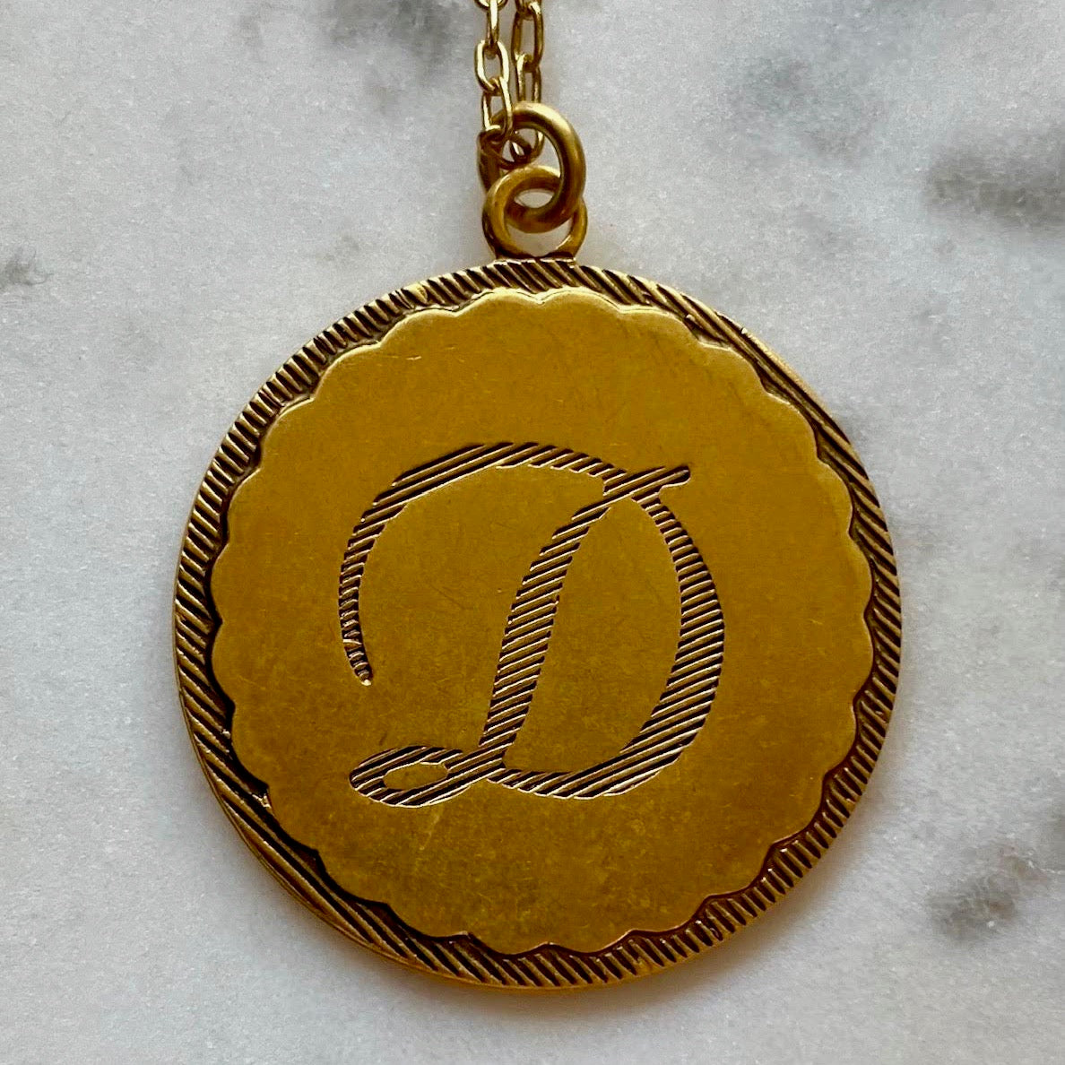 Gold Monogram Coin Necklace