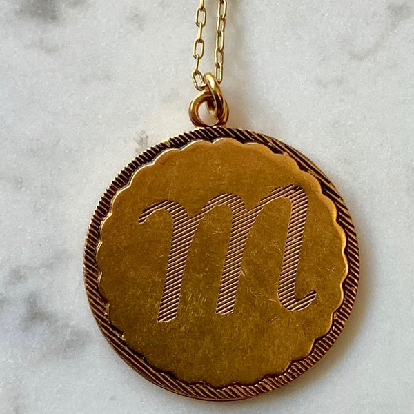 Gold Monogram Coin Necklace