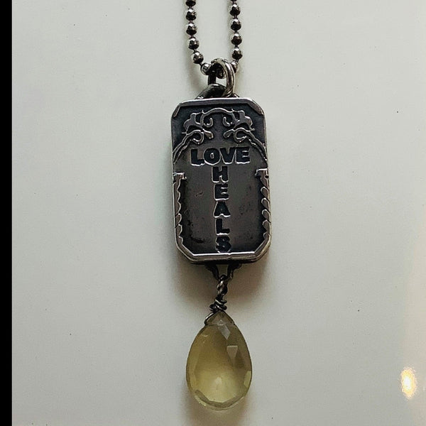 "Love Heals" Sterling Necklace (more stones avail.)