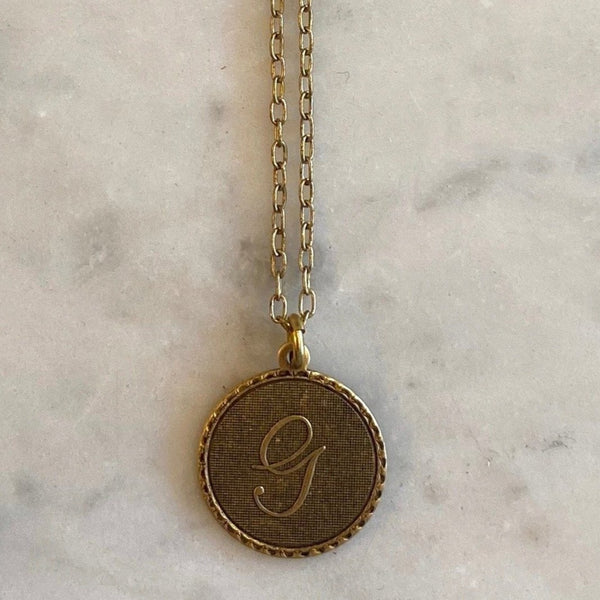 Gold Mini Monogram Coin Necklace