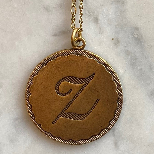 Gold Monogram Coin Necklace