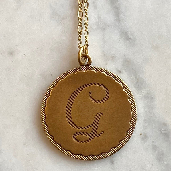 Gold Monogram Coin Necklace