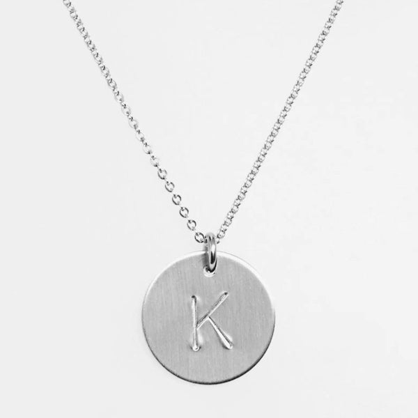 Silver Hand-stamped Monogram Necklace