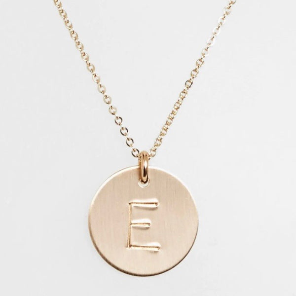 Gold Hand-stamped Monogram Necklace
