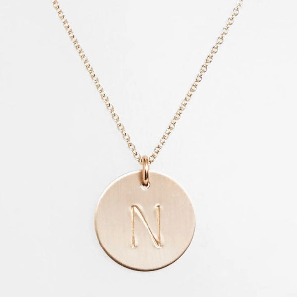Gold Hand-stamped Monogram Necklace