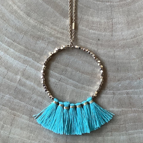 Fringe Turquoise Long Necklace