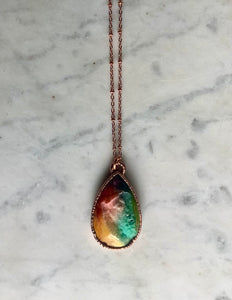 Rainbow Agate Teardrop Necklace