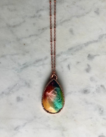 Rainbow Agate Teardrop Necklace