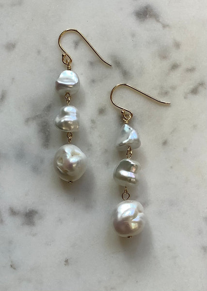 Triple Baroque Pearl earrings