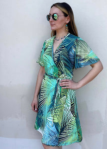 Palm Leaf Wrap Dress