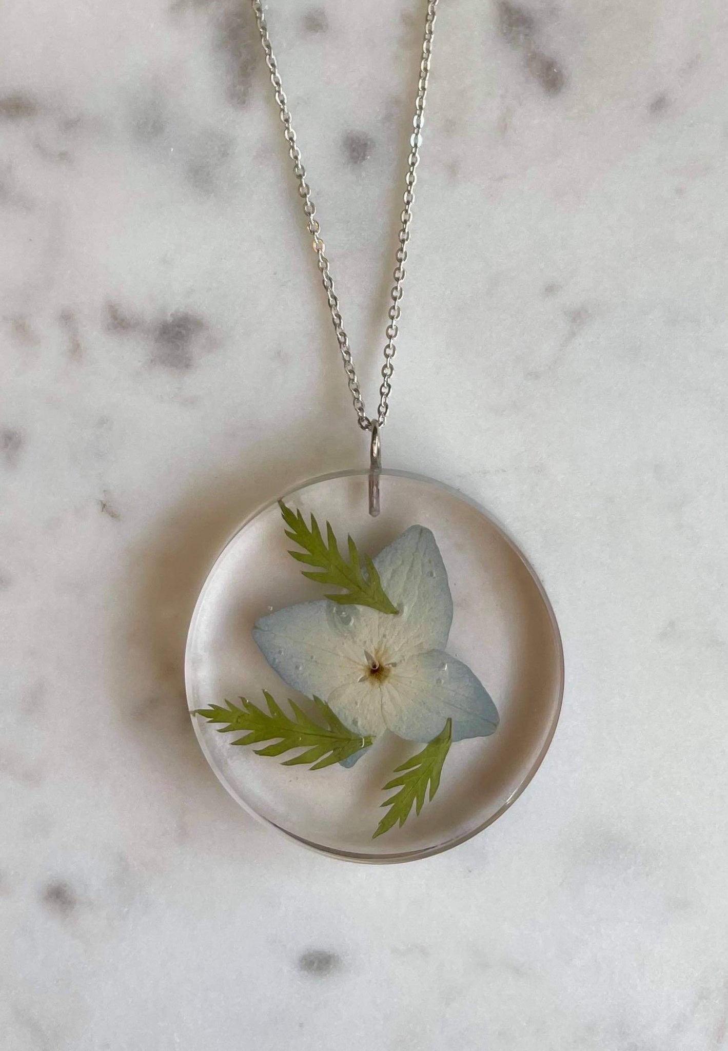 SOLD OUT. Hydrangea/Fern Necklace