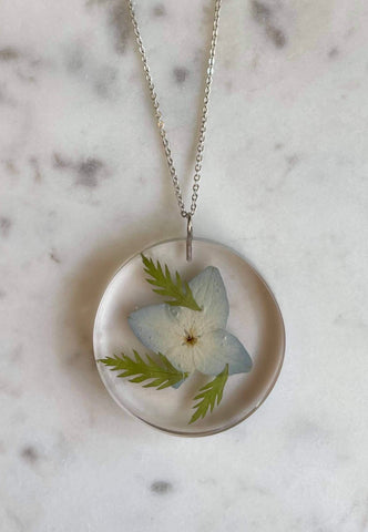 SOLD OUT. Hydrangea/Fern Necklace