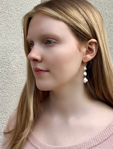 Triple Baroque Pearl earrings